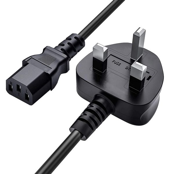 Storite 1.8m Standard UK Power Cable with Fuse, 3 Pin IEC C13 Computer Power Lead