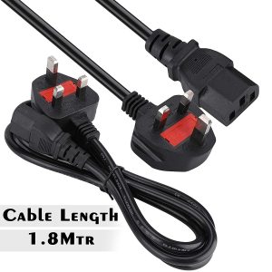 Storite 1.8m Standard UK Power Cable with Fuse, 3 Pin IEC C13 Computer Power Lead